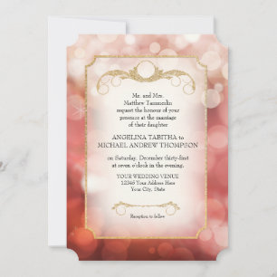 Convites Casamento Moderno de Bokeh Sparkle Twinkle Marsala