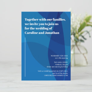Convites Casamento Moderno de Bold Vibrant Artsy Blue Abstr