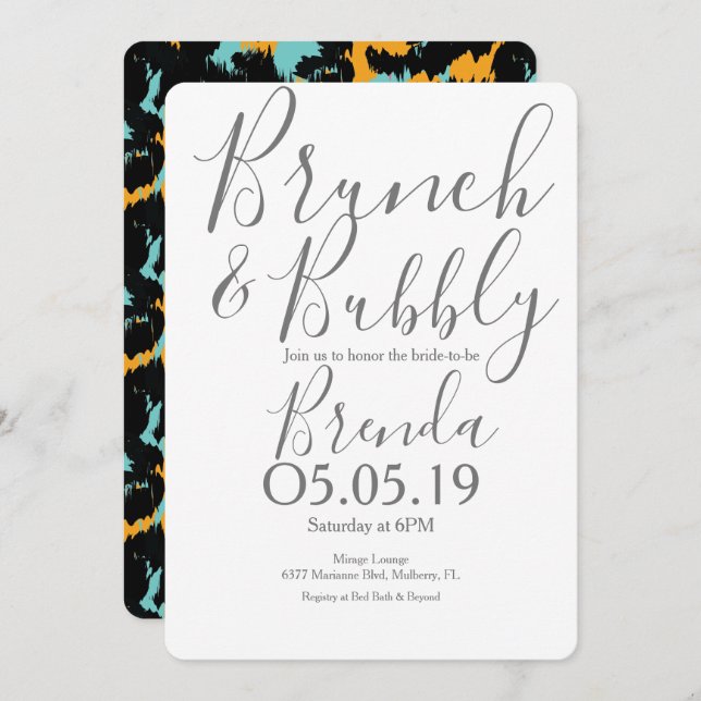 Convites Casamento Moderno de Cheetah Impressão Pattern Col (Frente/Verso)