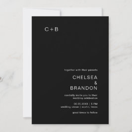Convites Casamento Moderno de Chelsea Black
