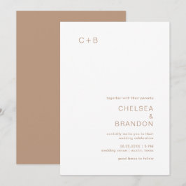 Convites Casamento Moderno de Chelsea Taupe