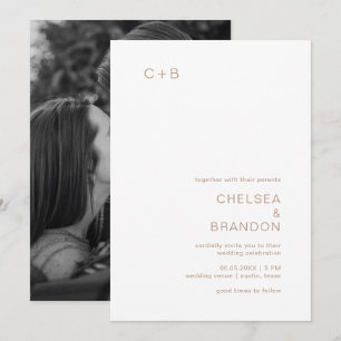 Convites Casamento Moderno de Chelsea Taupe
