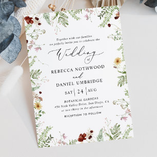 Convites Casamento Moderno de Chic Wildflower