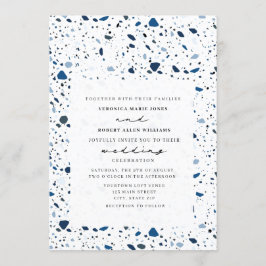 Convites Casamento Moderno de Cobalt Stone Terrazzo