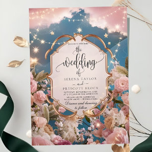 Convites Casamento Moderno de Estrelas Mágicas e Espargos