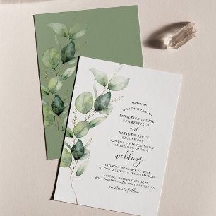 Convites Casamento Moderno de Eucalyptus Greenery Foliage