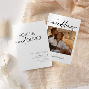 Convites Casamento Moderno de Foto Branca e Preta