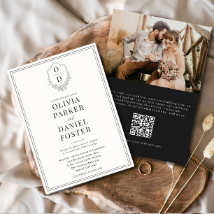 Convites Casamento Moderno de Foto em Preto e Branco do Cód