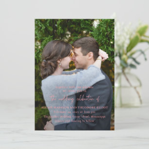 Convites Casamento Moderno de Foto Rosa Chic