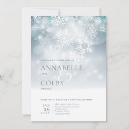 Convites Casamento Moderno de Inverno Azul Empoeirado