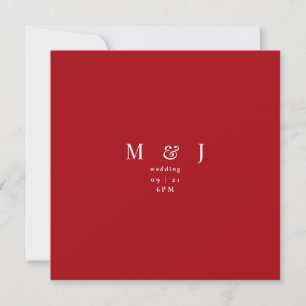 Convites Casamento Moderno de Inverno Vermelho Quadrado Sim