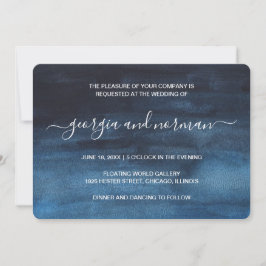 Convites Casamento Moderno de marinho Azul-Aquarela