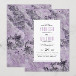 Convites Casamento moderno de mármore roxo Ametist
