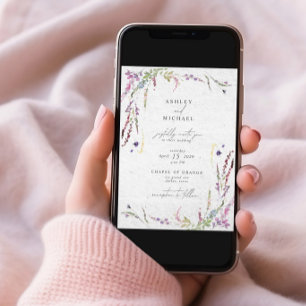 Convites Casamento Moderno de Molercola Selvagem de Flores