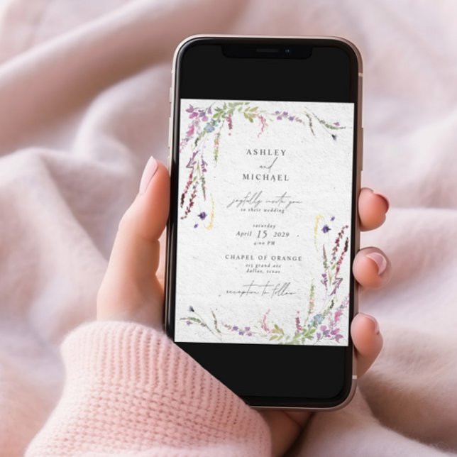 Convites Casamento Moderno de Molercola Selvagem de Flores  (Criador carregado)