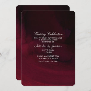 Convites Casamento Moderno de Moody Maroon Burgundy