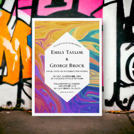 Convites Casamento Moderno de Pintura Colorida de Abstrato