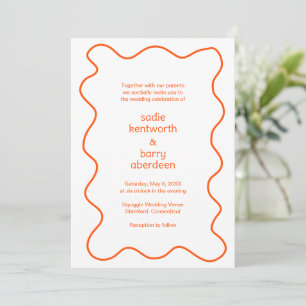 Convites Casamento Moderno de Quadro Laranja Simples