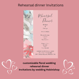 Convites Casamento moderno de Rosa de pincel de Abstrato e 