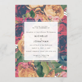 Convites Casamento Moderno de Rosas Boho Personalizáveis