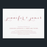 Convites Casamento Moderno de Script Elegante Simples e ros<br><div class="desc">Para casais que querem um simples e elegante design de convite para casamento. Elke Clarke © A design apresenta os nomes da noiva e noiva em uma letra elegante. Mostrado em rosa dourado e branco, mas pode ser personalizado para suas cores de casamento para o texto e fundo. Adicione qualquer...</div>