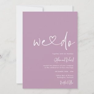 Convites Casamento Moderno de Script Minimalista Mauve Purp