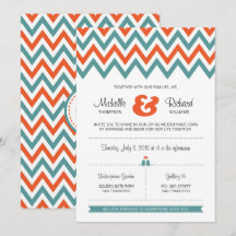 Casamento Moderno de Teal & Orange Chevron & Loveb