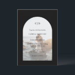 Convites Casamento Moderno do Arch Negro de Camila<br><div class="desc">Convite moderno de casamento, com seu monograma junto com seus detalhes sobre sua dentro de foto favorita de um arco sobre fundo preto. O modelo inclui uma camada para permitir que o texto apareça sobre a sua imagem e possa ser removido na ferramenta de edição de design. Este simples, mas...</div>