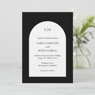 Convites Casamento Moderno do Arch Negro de Camila