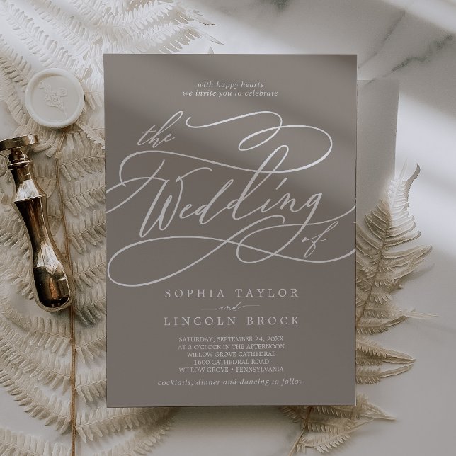 Convites Casamento Moderno do Boho Neutral Clássico SOPHIA  (SOPHIA Taupe Classic Neutral Boho Modern Wedding Invitation)