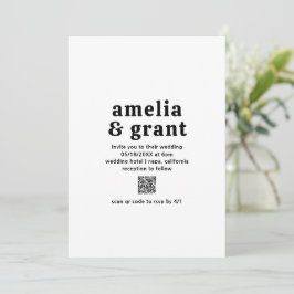 Convites Casamento Moderno do Código QR Preto e Branco da F