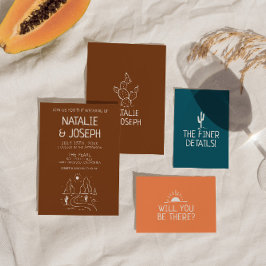 Convites Casamento Moderno do Deserto Deserto Retro Ocident