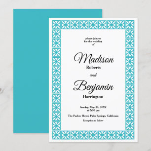 Convites Casamento Moderno do meio século, Retroativo, Azul