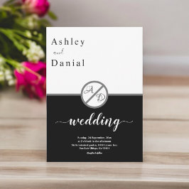 Convites Casamento Moderno Do Monograma Branco E Preto Eleg