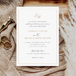 Convites Casamento Moderno do Monograma Dourado com Script 
