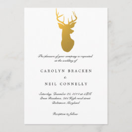 Convites Casamento Moderno Dourado Antler Clássico Simples