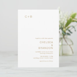 Convites Casamento Moderno Dourado Chelsea