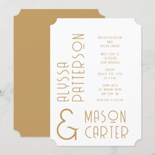 Convites Casamento Moderno Dourado Elegante Minimalista