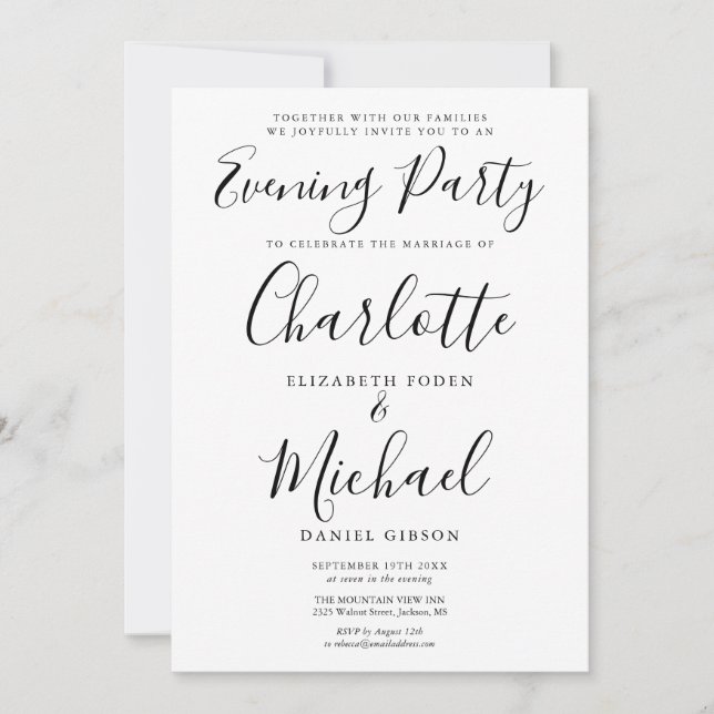 Convites Casamento Moderno e Elegante à Noite (Frente)
