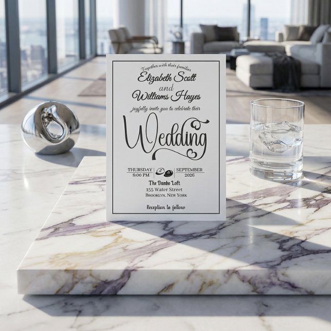 Convites Casamento Moderno e Elegante com Código QR e Foto (Criador carregado)