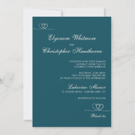 Convites Casamento Moderno e Elegante Deep Teal Mistura e C