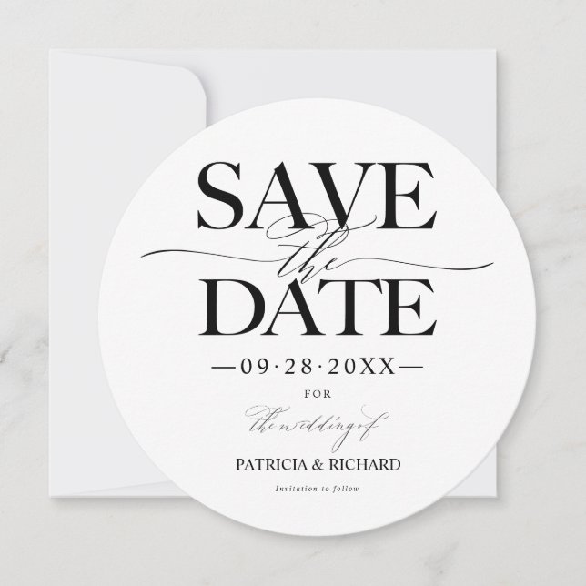 Convites Casamento Moderno e Elegante Salvar a Data Sem Fot (Frente)