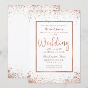 Convites Casamento Moderno e Glamouroso em Rosa Dourado