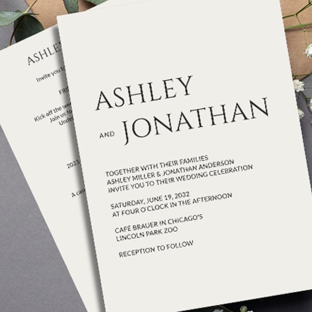 Convites Casamento Moderno e Minimalista All-in-One (Criador carregado)