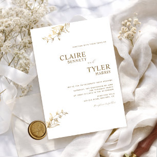 Convites Casamento Moderno e Minimalista Elegante Branco e