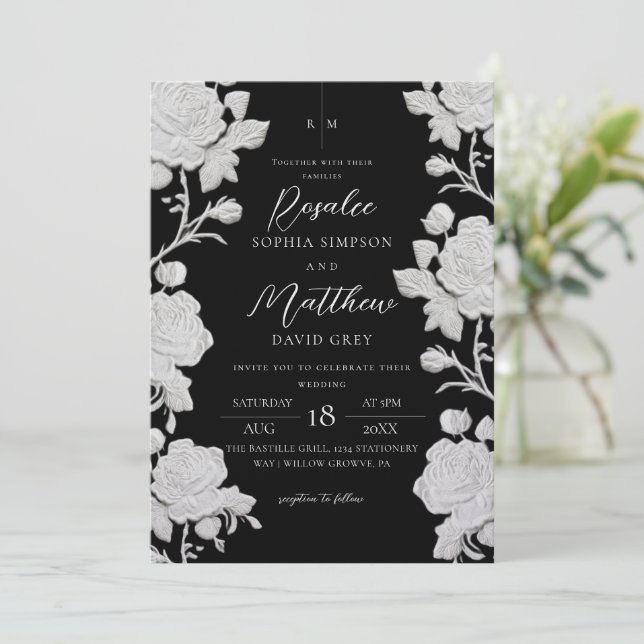 Convites Casamento Moderno e Tendência Personalizado Rosa B (Em pé/Frente)