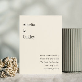 Convites Casamento Moderno Ecru Negro Elegante Chic Minimal