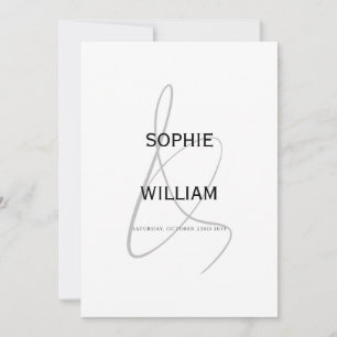 Convites Casamento Moderno Elegante Ampersand Minimalista