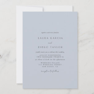 Convites Casamento Moderno Elegante Azul Empoeirado