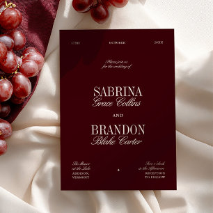 Convites Casamento Moderno Elegante Burgundy